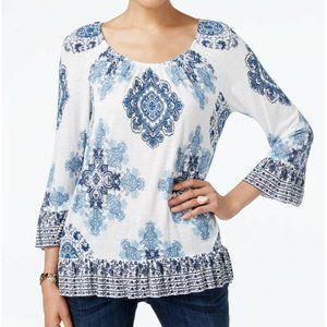 NEW INC RUFFLED PEASANT TOP